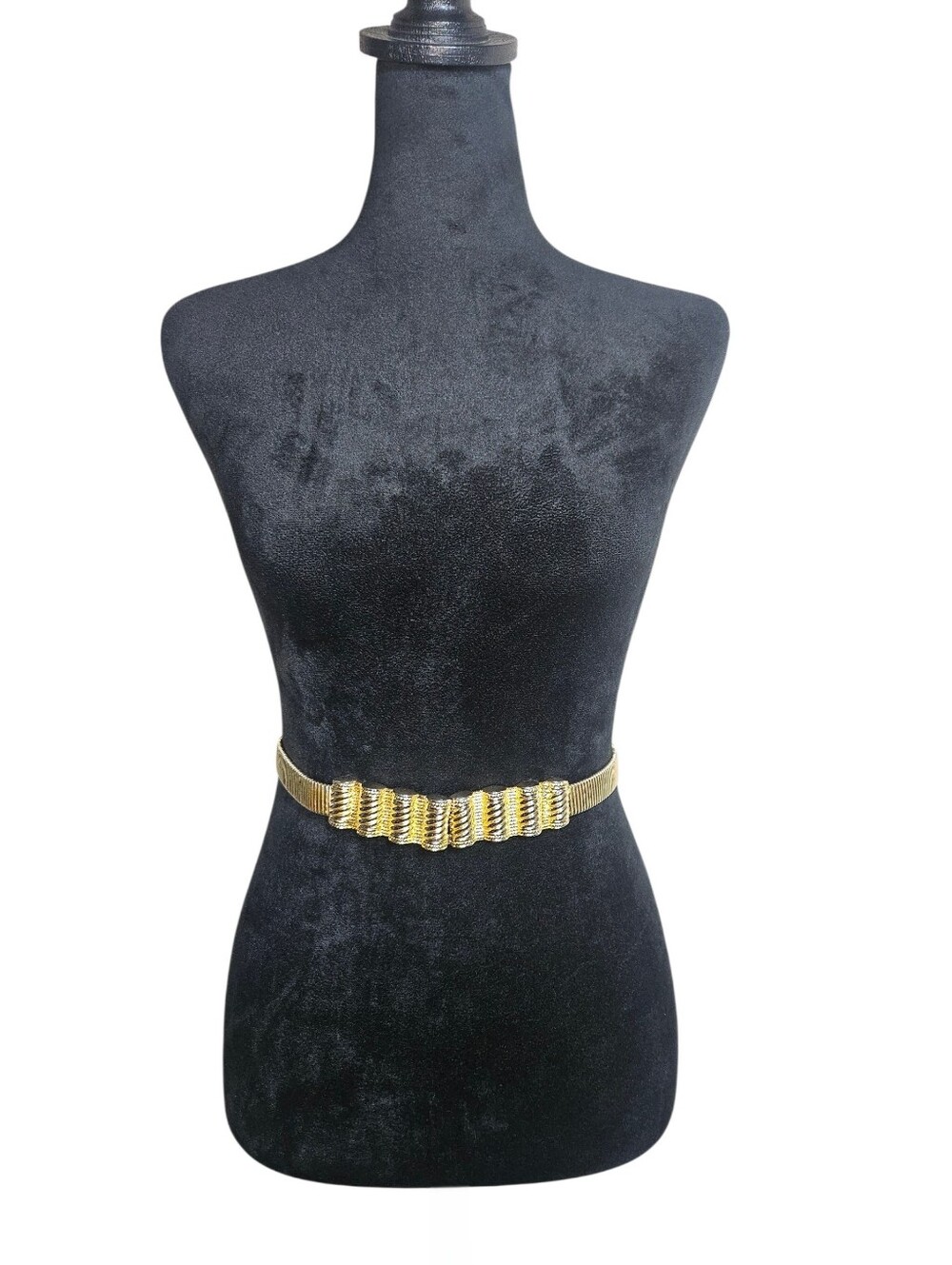 Accessocraft NYC Vintage 80's  gold-tone omega stretch belt S/M